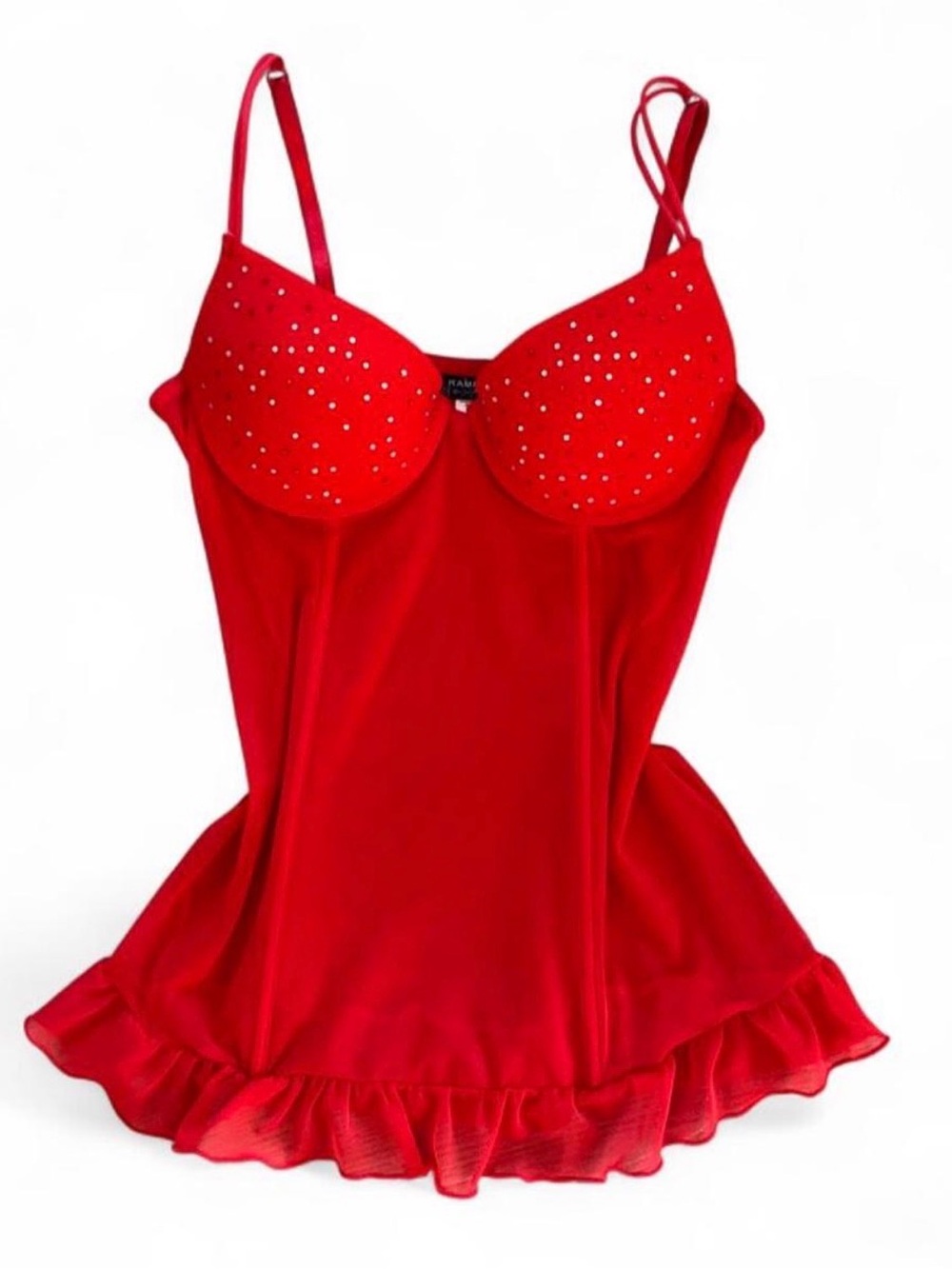 Red Embellished Babydoll top RAMPAGE